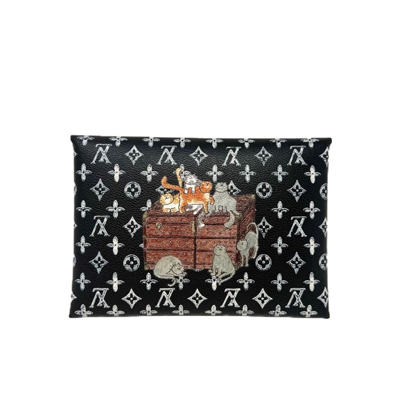 Louis Vuitton Grace Coddington Catogram Trunk Kirigami Envelope Clutch GM Black - Picture 8 of 16
